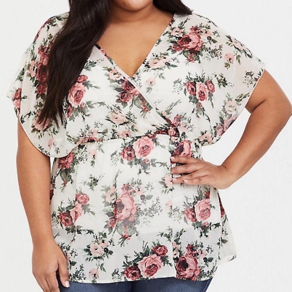 Torrid Ivory Floral Babydoll Top